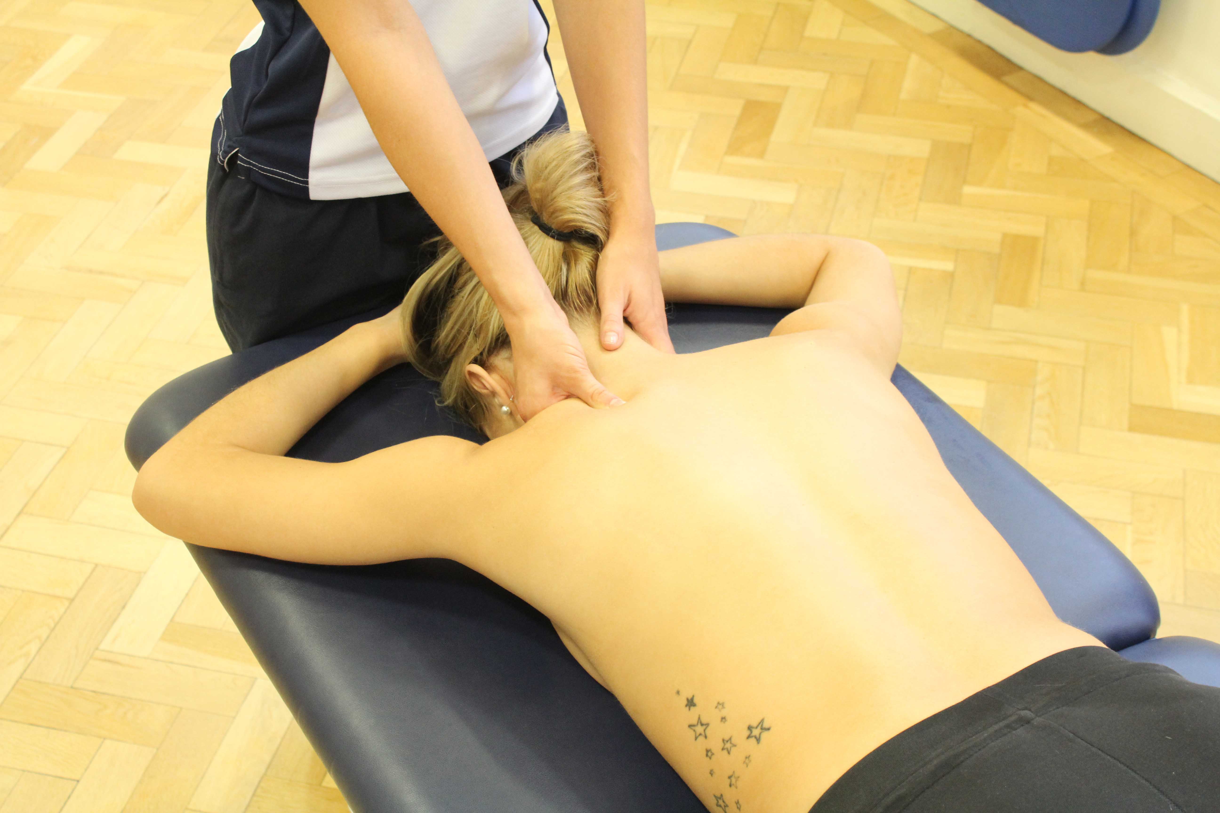 Deep tissue massage on soleus muscle
