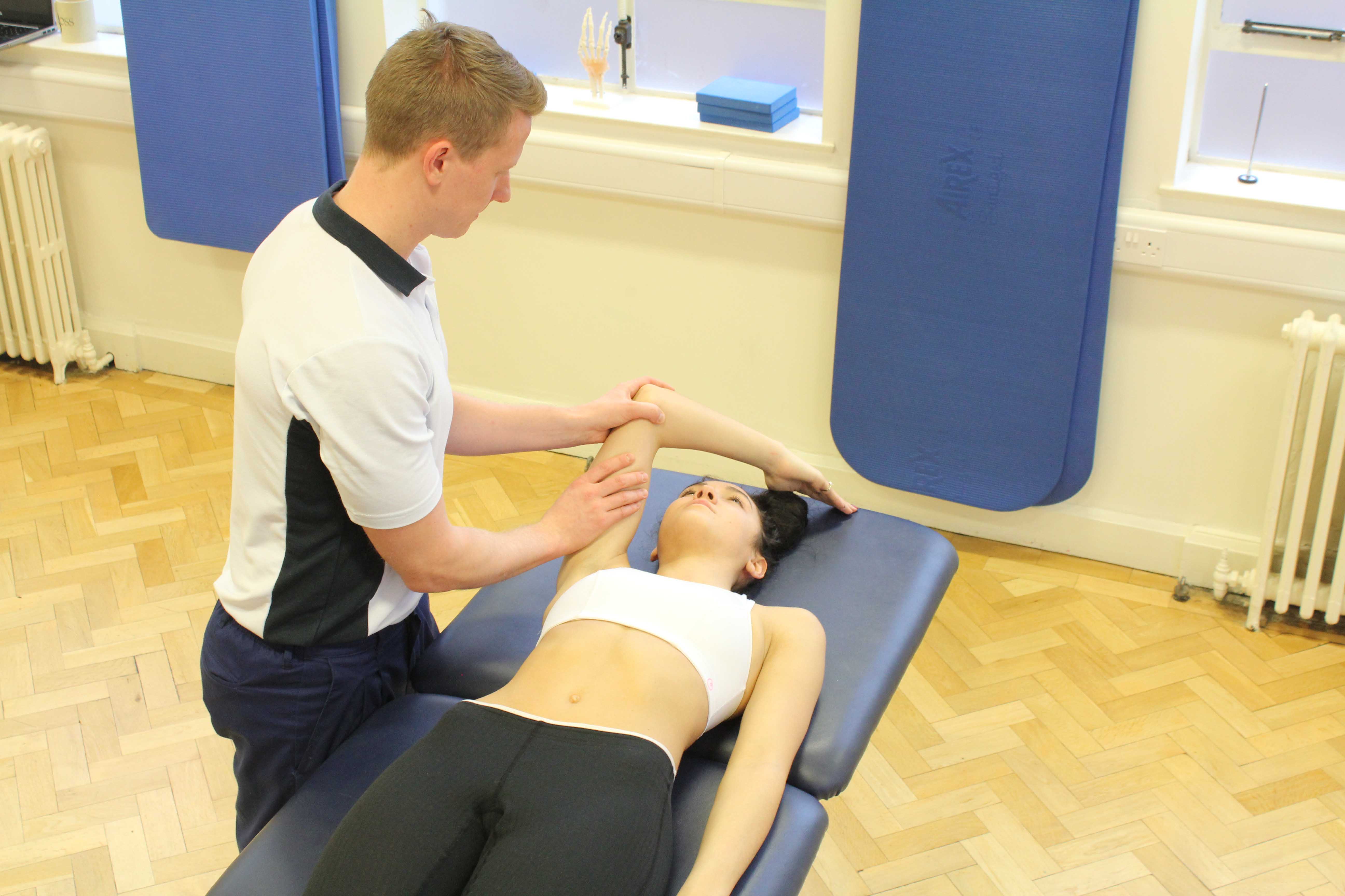 Assesing a patients range of movement within the joint